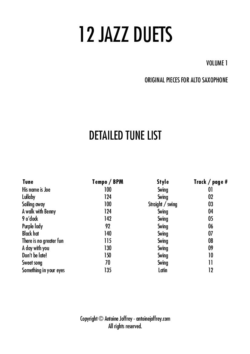 Duetti Sassofono Jazz Jazz Saxophone Duets Volume 2 - Spartiti Per Duetti Di Sassofono Jazz Duetti Sassofono Libro