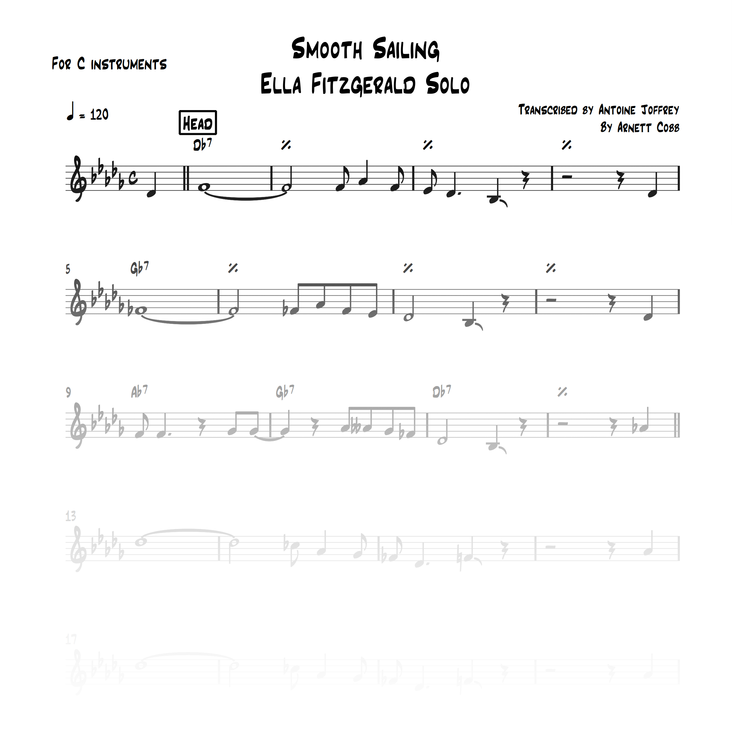 Smooth Sailing Ella Fitzgerald solo transcription